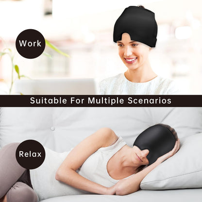 Ice Compress Headache Eye Mask Hat for Migraine, Stress, and Tension Relief
