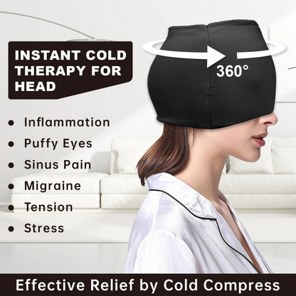 Ice Compress Headache Eye Mask Hat for Migraine, Stress, and Tension Relief